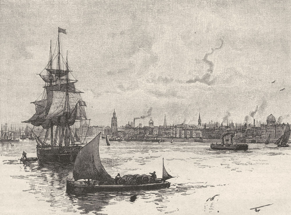 LANCS. Liverpool 1898 old antique vintage print picture